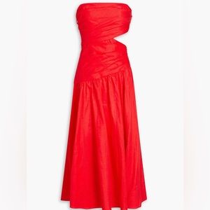 Zimmermann cutout gathered linen-voile midi dress